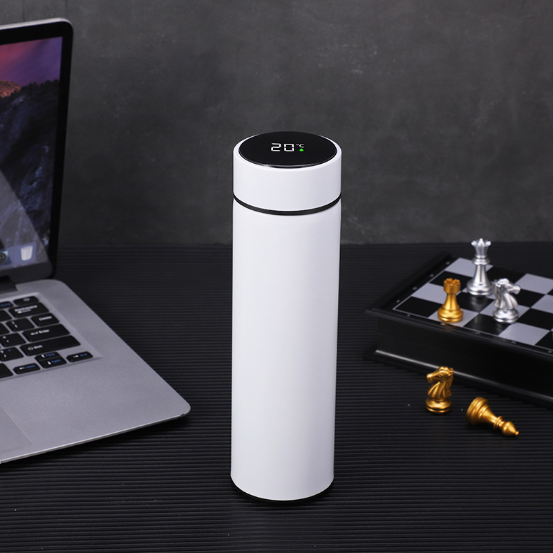 Termo inteligente de doble capa de acero inoxidable con pantalla LED de temperatura blanco - Imagen 2