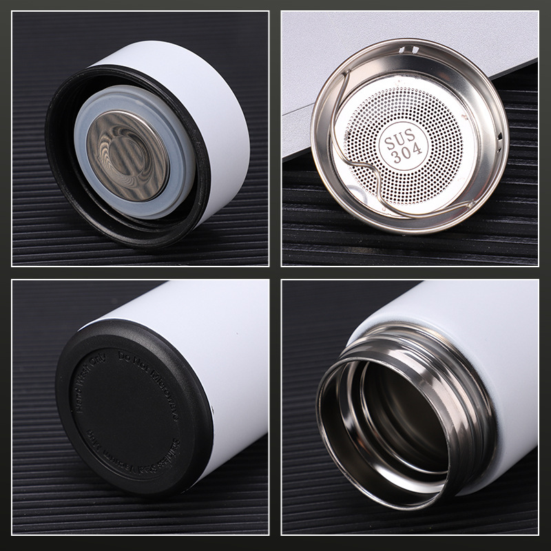 Termo inteligente de doble capa de acero inoxidable con pantalla LED de temperatura blanco - Imagen 5